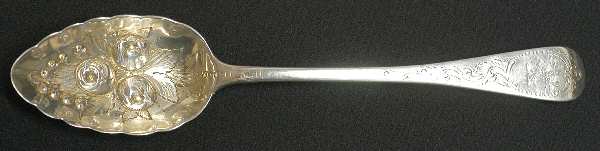 England Sterling Flatware Berry Casserole Spoon Solid Medium Embossed Bowl