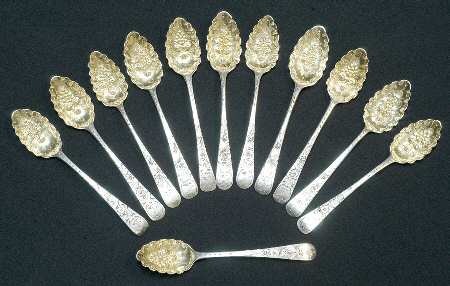 England Sterling Flatware Five O'Clock/Youth Spoon w/Embossed Bowl - Set of 12