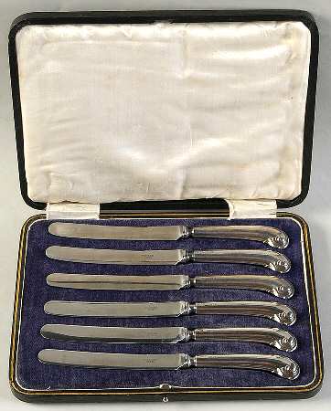 England Sterling Flatware (Set of 6) Stainless Blade Fruit Knives in a Box