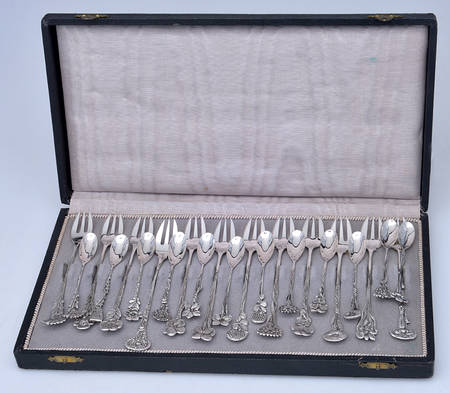 Netherlands Sterling Flatware (24pc) Cocktail Spoon & Fork Set