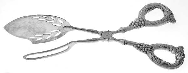Germany Sterling Flatware Pastry Tongs W/ Sterling Handles & Silverplate Bowl