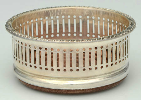 England Silverplate Hollowware Wine Coaster with Wood Base