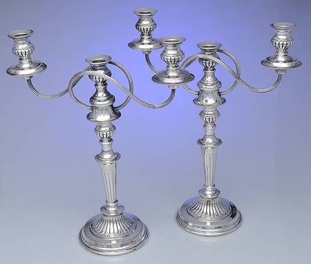 England Silverplate Hollowware Pair of 16" 3 Light Candelabra
