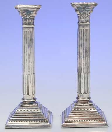 England Silverplate Hollowware Pair of 10" Candlesticks