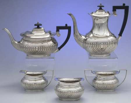 England Silverplate Hollowware 5 Piece Tea Set (SCP, STP, SCR, SSUB, SWB)
