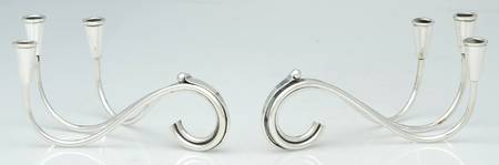 Denmark Silverplate Hollowware Set of 2 Taper Candleholder