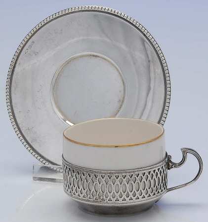 Italy Sterling Hollowware Sterling Demitasse Cup, Saucer and Liner