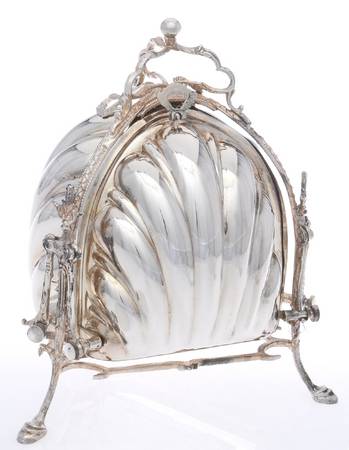 Italy Silverplate Hollowware Hinged Folding Shell Shape Biscuit Warmer