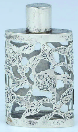 Mexico Sterling Hollowware Crystal Perfume Bottle with Sterling Overlay
