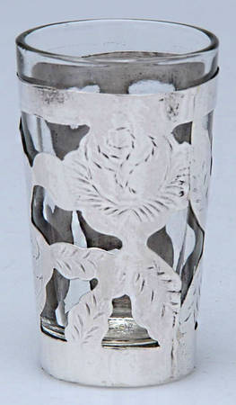 Mexico Sterling Hollowware Glass Cordial with Sterling Overlay