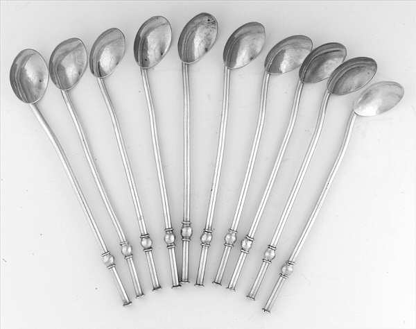 Mexico Sterling Hollowware Bright Cut Tea Sippers - Set of 10