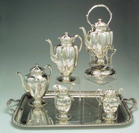 Mexico Sterling Hollowware 6 Piece Tea Set (SCP, STP, SCR, SSU, SKES, WTL)
