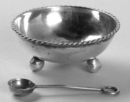 Mexico Sterling Hollowware Sterling Open Salt and Spoon Individual