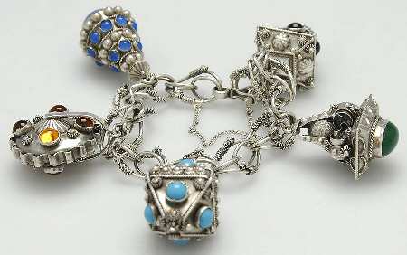 Mexico Sterling Hollowware Charm Bracelet