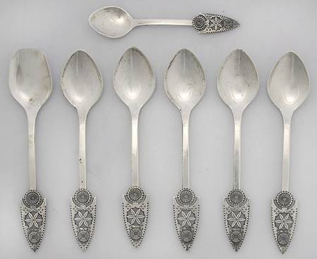 Russia Sterling Flatware 7 Piece Set