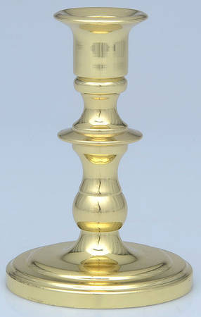 Brass Candlesticks 4" Stainless & Crystal Candlestick