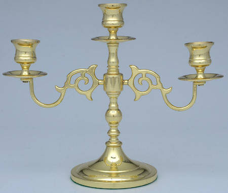 Brass Candlesticks 8" 3 Light Candelabra