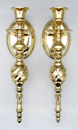 Brass Candlesticks Pair of Wall Sconces