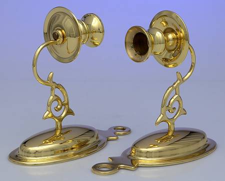 Brass Candlesticks Pair of Wall Sconces