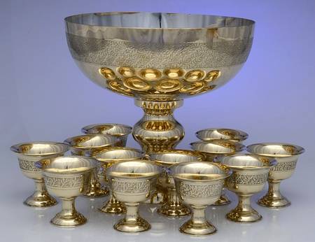 Brass Candlesticks Punch Set (Bowl and 12 Cups)