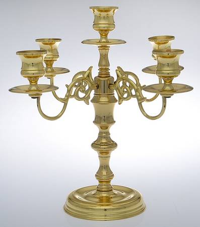 Brass Candlesticks 10" 5 Light Candelabra