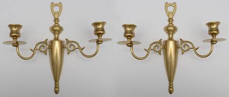 Brass Candlesticks Pair of Wall Sconces
