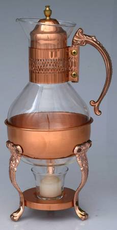 Copper Hollowware Carafe (Glass Liner, Stand, Warmer & Burner)