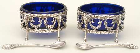 Germany Sterling Hollowware Open Master Salt W/Spoon (Set of 2)