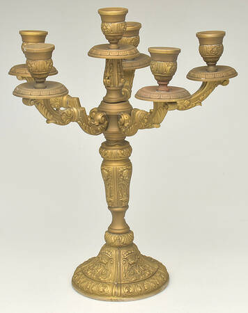 Gold Electroplate Hollowware 17" 5 Light Candelabra