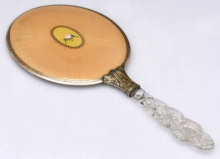 Gold Electroplate Hollowware Mirror with Handle