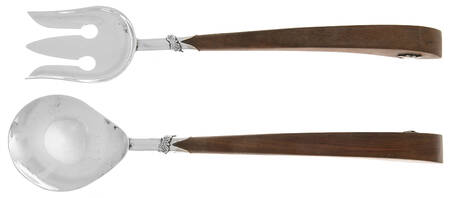 Mexio Sterling Flatware Wood Handle Sterling Bowl 2 Piece Salad Set