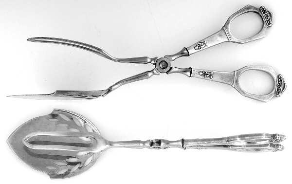 Denmark Sterling Flatware Solid Pastry Tongs