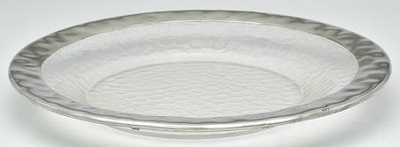 Aluminum Hollowware 15" Round Crystal Tray with Metal Rim