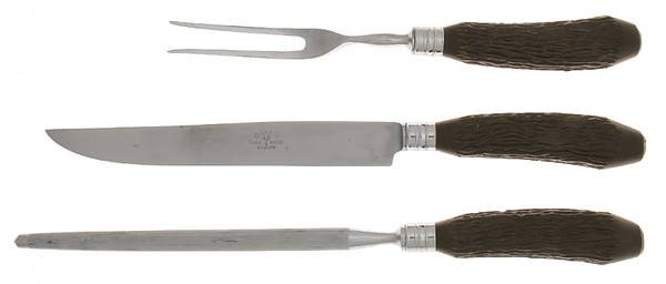 Sterling Stag Flatware Large 3-Piece Roast Carving Set w/Stainless Blade