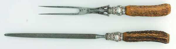 Sterling Stag Flatware 2pc Carving Set-Large Fork and Knife Sharpner