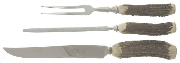 Sterling Stag Flatware Small Steak 3-Piece Carving Set w/Stainless Blade