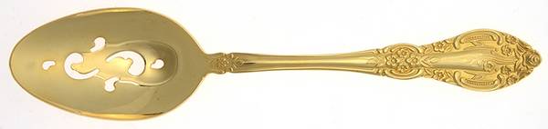 Springtime (Gold Electroplate) Pierced Tablespoon (Serving Spoon)