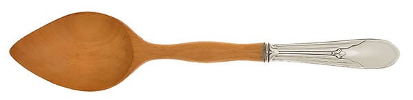 UNF1054 (Sterling) Salad Serving Spoon with Wooden Bowl