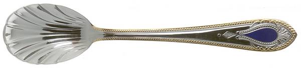 UNF1541 (Stainless, Gold Accent, Blue Cameo) Sugar Shell Spoon