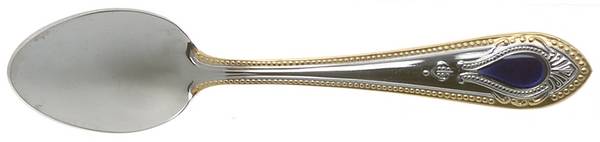 UNF1541 (Stainless, Gold Accent, Blue Cameo) Demitasse Spoon