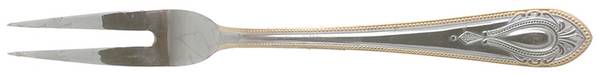 UNF1541 (Stainless, Gold Accent, Plain Cameo) Small 2-Tine Cold Meat Serving Fork