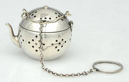 England Silverplate Hollowware Tea Ball with Chain