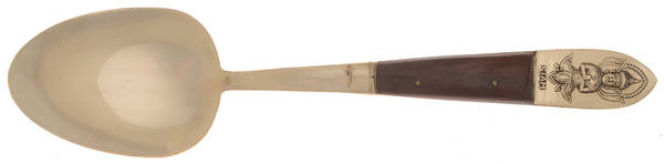 Siam-Brown (Brass)-Brown Handle Solid Serving Spoon