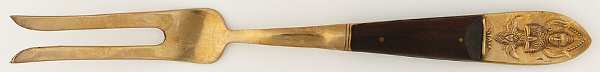 Siam-Brown (Brass)-Brown Handle Small Steak Carving Fork with Stainless Prongs