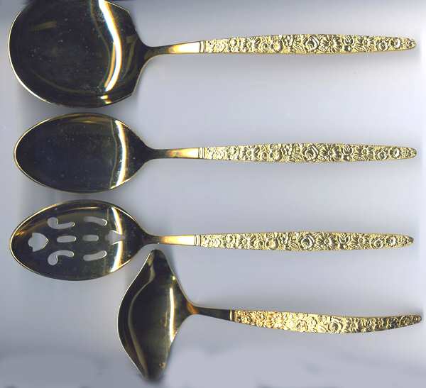 UNF1202 (Gold Electroplate) Pierced Tablespoon (Serving Spoon)