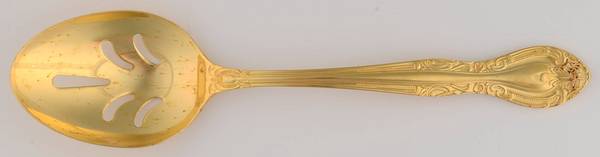 UNF1233 (Stainless, Gold Electroplate) Pierced Tablespoon (Serving Spoon)