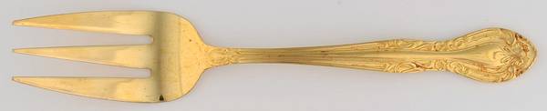UNF1233 (Stainless, Gold Electroplate) Medium Solid Cold Meat Serving Fork