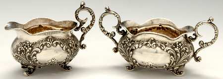 3378 (Sterling, Hollowware) Mini Sterling Creamer and Open Sugar