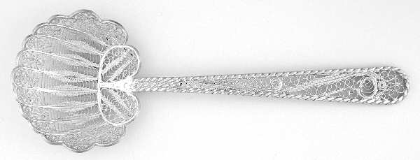 Sterling Filigree Flatware Solid Bon Bon Spoon with Pierced Bowl