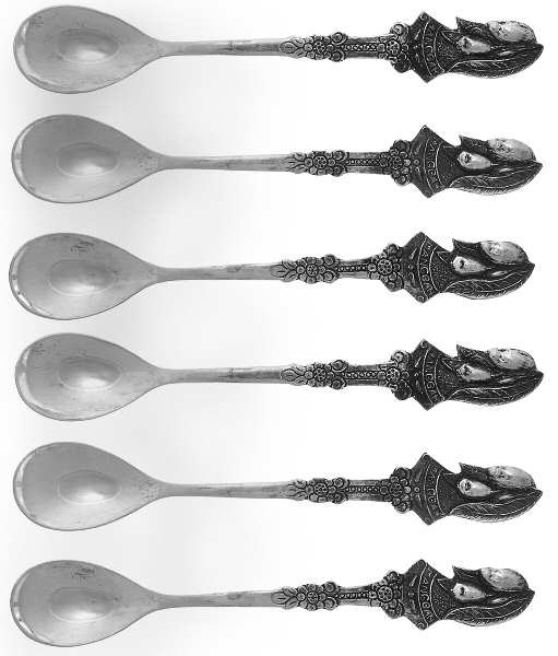 Asian Style Sterling Flatware Egg Spoon - Set of 6